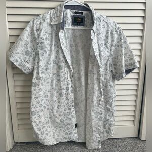 Lee Men's White and Gray Floral Button Down Shirt